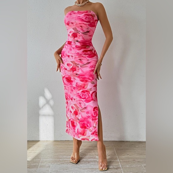 Summer Maxi Bodycon 
Strapless Tube Top Printed Long Party Club Slit Dress
8069 - Picture 7 of 7